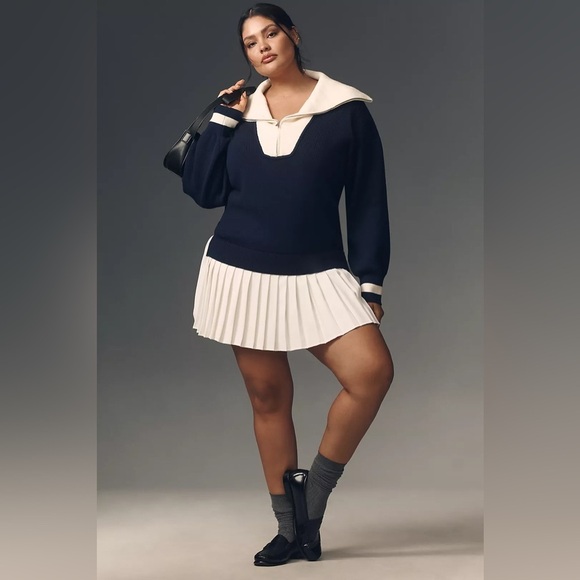 NWT Size LP (P2P 25") - Anthropologie Maeve Sweater Twofer Mini Dress - Picture 9 of 16